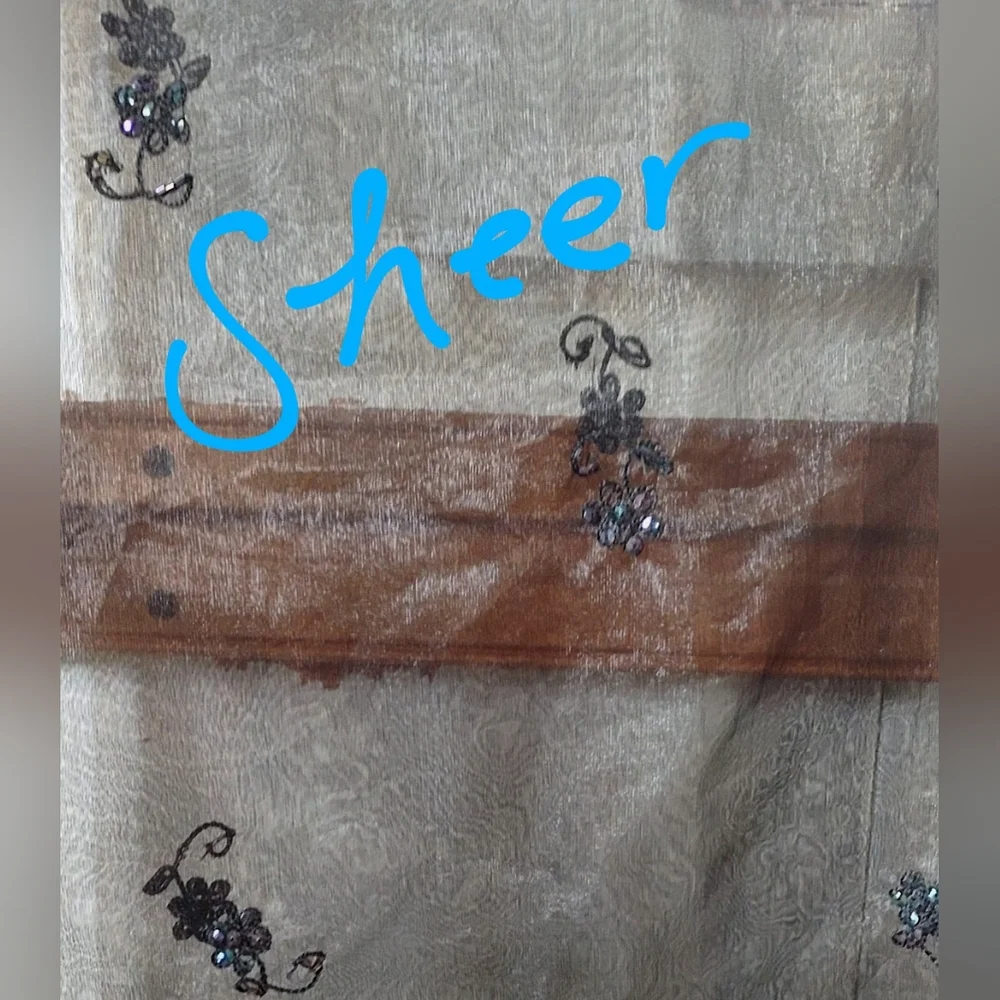 Sequins Flowers Black Decorative Sheer Scarf